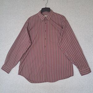 Vintage LL Bean Mens Large Button Down Shirt Outdoor Plaid Check Red